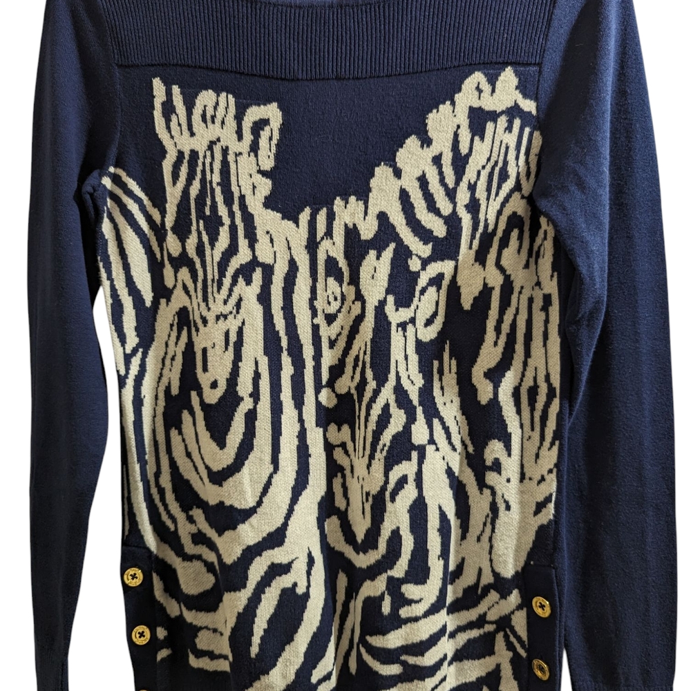 Navy and Cream Zebra Pattern Sweater